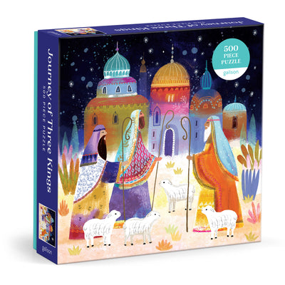 Galison Journey of Three Kings  500 Piece Jigsaw Puzzle Featuring Artwork Capturing The Journey of The Magi in A Vibrant Jewel Toned Composition