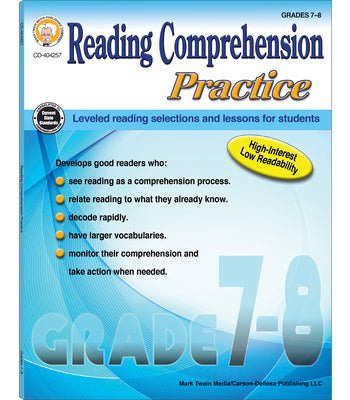 Mark Twain Media | Reading Comprehension Practice Workbook | 7th8th Grade, 96pgs