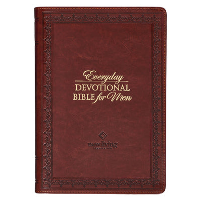 NLT Holy Bible Everyday Devotional Bible for Men New Living Translation, Vegan Leather, Saddle Tan Debossed